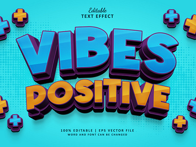 Text Effect Vibes Positive 3d branding logo sticker text effect