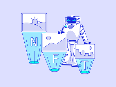 Artin ai artificial intelligence illustration image nft robot technology vector