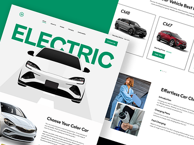 Electric Car Landing page car carlandingpage carwebsite design electriccar landing page ui uiux user interface vehicle website