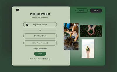 Tree Plantation Project Sign In Page graphic design ui