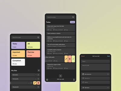 Todo App dark theme eggalumni mobile todo ui