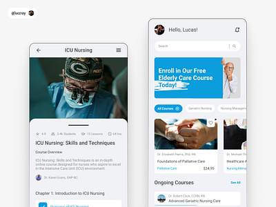 Designing for Care: Educational App UI for Doctors and Nurses app appdesign branding courses design digital product doctor educational figma health healthcare hospital interfaces nurses ui uidesign userexperience uxdesign