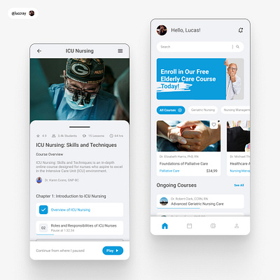 Designing for Care: Educational App UI for Doctors and Nurses app appdesign branding courses design digital product doctor educational figma health healthcare hospital interfaces nurses ui uidesign userexperience uxdesign