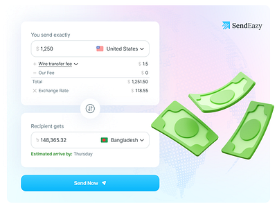 Send Money International Widget Form - Money Converter cash converter mobile money converter money converter widget online money transfer remittance ui web design