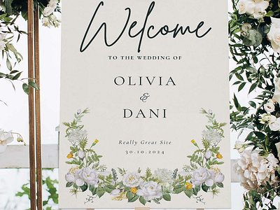 White Floral Wedding Welcome Sign editable graphic design printable wedding wedding sign white floral