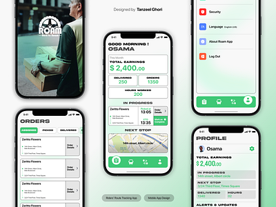Roam App - Delivery Route Tracking App delivery app mobile app ui navigation app