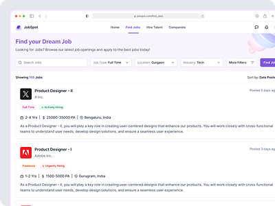JobSpot - Job Finder Platform branding design freelance job typography ui ux visual