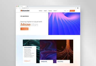 Home Page For Blazeclan cards cloud security home page it saas tech technology ui ux