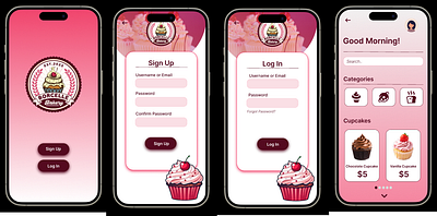 Borcelle Bakery App app bakery beginner culinary cupcake dessert pink sweet ui user interface ux