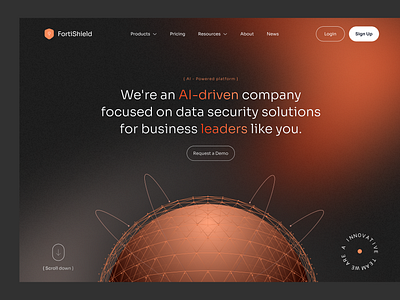 Fortishield Startup landing Page ai startup animation branding fortishield landing page web design