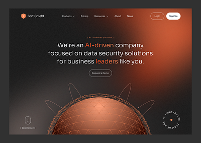 Fortishield Startup landing Page ai startup animation branding fortishield landing page web design