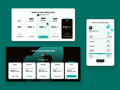 Set of subscription plans cards concept pricing subscription ui