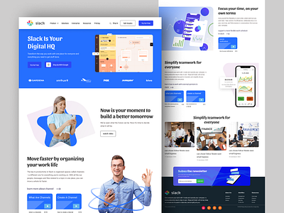 Slack website design graphic design landing page logo product website redigan slack ui web design webdesign