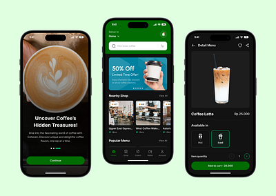 Cohaven - Coffee Shop App app cafe coffee design drinks mobile shop ui ux