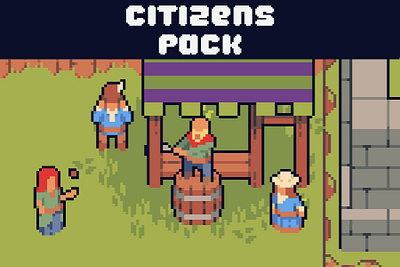 Free Pixel Citizens for Top-Down Tower Defense 2d art asset assets game game assets gamedev illustration indie indie game pixel pixelart pixelated sprite sprites spritesheet spritesheets top down topdown topview