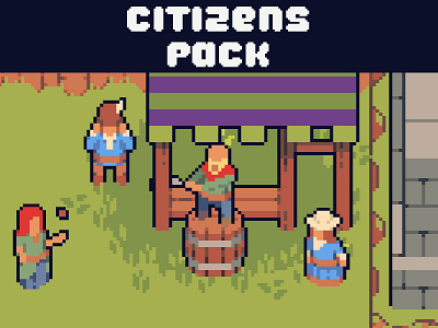 Free Pixel Citizens for Top-Down Tower Defense 2d art asset assets game game assets gamedev illustration indie indie game pixel pixelart pixelated sprite sprites spritesheet spritesheets top down topdown topview