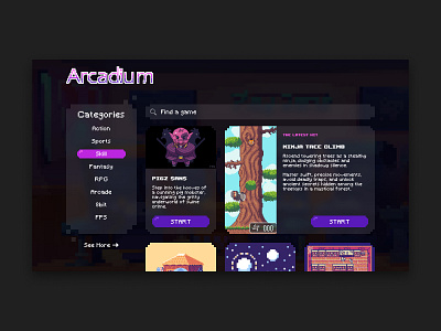 Arcadium - landing page arcade dailyui design gaming landing landing page pixel art retro ui ui design web design webdesign