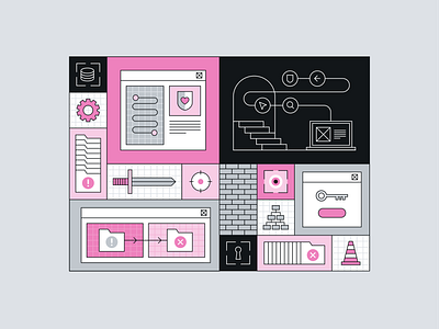 Cyber Security cyber security data design digital digital art figma firewall folder geometric graphic design illustration key minimal security shield tech technology