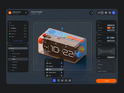 UI/UX for a 3D Editor ✦ Meshio admin panel analytics charts crm dashboard design graphs interface management product saas sidebar system table ui ux