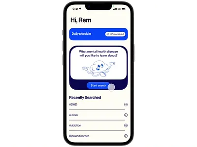 Headway anxiety blue ui cards dark blue health learning medical medtech mental health mobi search wellbeing