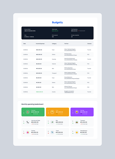 Budgetly - PDF Monthly Report 3d animation graphic design ui