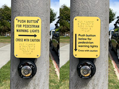 Push button crossing daily navigation redring signage