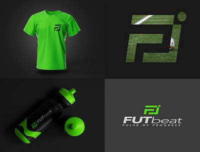 FutBeat logo design activelifestyle appareldesign athleticwear brandidentity creativebranding dynamiclogo fitnesslogo graphicdesign greencolor logodesign logoinspiration merchandisedesign minimalistlogo moderndesign pulseofprogress soccerbrand sportsbrand vibrantcolors visualidentity waterbottledesign