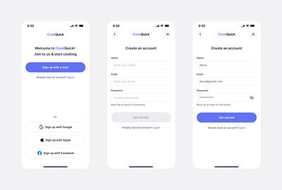 Log in & Sign up Screens app design log in login mobile app mobile ui sign in sign up ui ui design