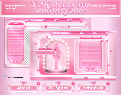 Y2K Dress-up Online Game Stream Graphics Package cute stream overlay stream stream graphics stream overlay twitch twitch design twitch graphics