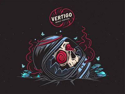 Vertigo Music Festival 2025 Illustration astronaut graphic design illustration music festival skull vector illustration