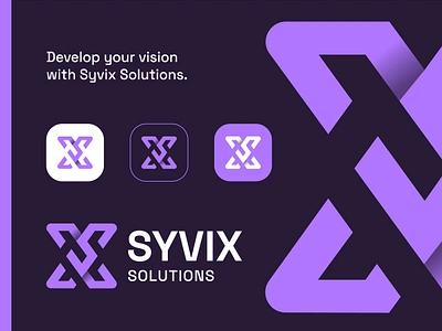 Syvix | Software Brand abstract app app logo brand brand identity branding graphic design icon icon logo logo logo design logo sx logo xs minimalist modern software software logo ui violet