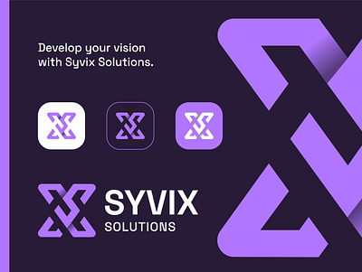 Syvix | Software Brand abstract app app logo brand brand identity branding graphic design icon icon logo logo logo design logo sx logo xs minimalist modern software software logo ui violet