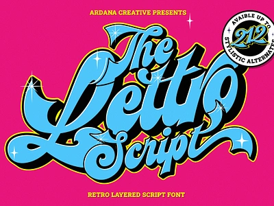 Lettro | Retro Layered Script 3d 3d design blue classic clean extrude font logo logo design movie netflix photography poster retro script font vintage