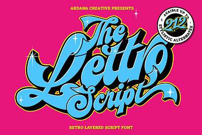 Lettro | Retro Layered Script 3d 3d design blue classic clean extrude font logo logo design movie netflix photography poster retro script font vintage