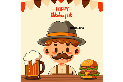 Happy Oktoberfest Festival Illustration alcohol bar beer burger carnival celebration event festival german glass greeting happy joy mug munich national oktoberfest party traditional travel