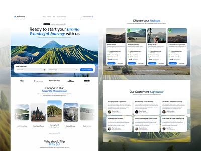 MaBromooo - Bromo Travel Landing Page adventure booking bromo camping clean destinations holiday landing page modern ticket tour tourism tourist travel travel agency trip ui design vacation web design website