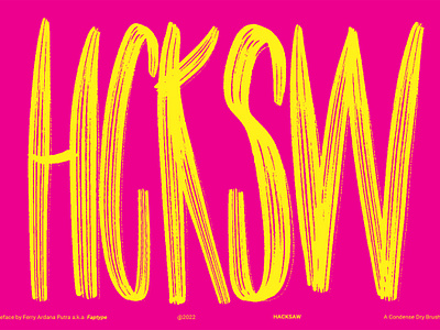 Hacksaw | Condensed Dry Brush Font brush condensed font handdrawn ipad logo pink poster rough yellow