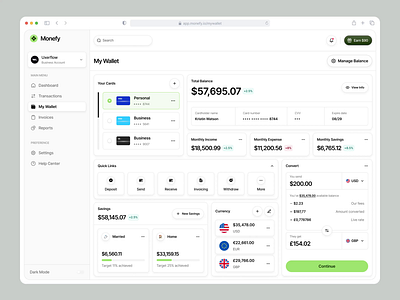 Monefy - Wallet & Transfer animation barly design finance financial fintech motion paypal transfer ui uidesign ux uxdesign uxerflow wallet web web app web design website wise