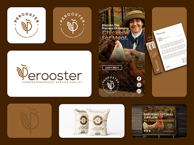 Perooster Logo Concept brand brand guideline brand identity branding design dual meaning farm farming illustration letter p logo rooster