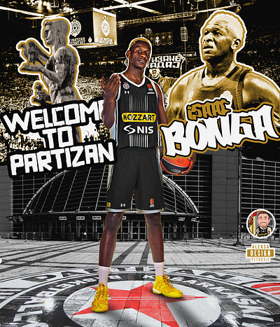 Isaac Bonga, KK Partizan Belgrade new player, jersey swap graphic design