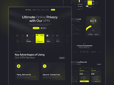 SaaS Landing Page dark mode homepage landing page landing page design landing page saas landing page ui saas saas app saas home page saas landing page saas web design saas website saas website platform ui vpn vpn landing page vpn website web design website website saas platform