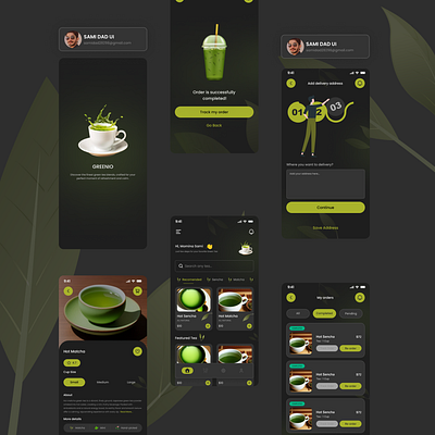 Green Tea App UI app ui app ui designer app ui ux green tea app green tea app project sami ui ui designer ui ux designer ux designer