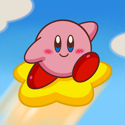 Kirby | カービィ(Kirby's Dreamland) flat colors illustration kirby linework nintendo procreate retro games