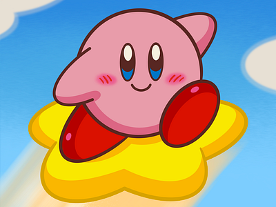 Kirby | カービィ(Kirby's Dreamland) flat colors illustration kirby linework nintendo procreate retro games