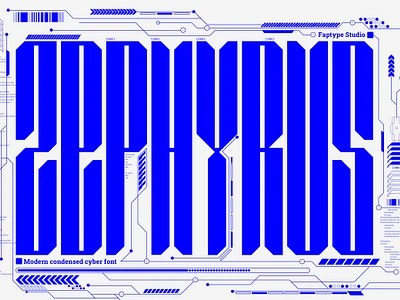 Zephyrus | Modern Condensed Cyber Font blue cyber font font futuristic design gen z gundam mecha robotic