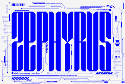 Zephyrus | Modern Condensed Cyber Font blue cyber font font futuristic design gen z gundam mecha robotic