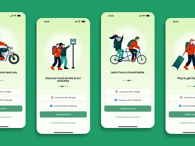 Roote Trails Mobile - On Boarding green mobile on boarding on boarding mobile ui uiux ux