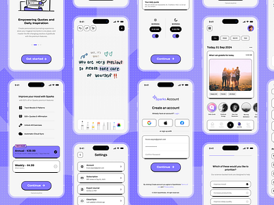 Sparks | Mobile App Design ✨ app branding clean design health illustration journal journaling logo minimal mobile mood note service stress suarasa therapy tracker ui