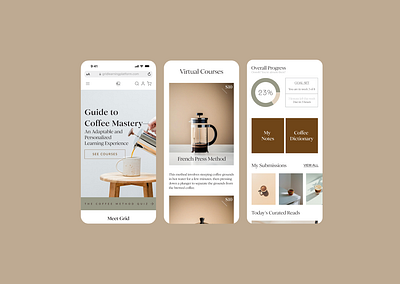 Grid | Coffee Learning Platform (1/3) coffee elearning mobile first onlinelearning ui uxdesign uxresearch