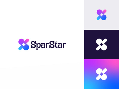 SparStar / crypto currency logo / s modern logo / S + Star logo blockchain branding crypto defi fintech gradient icon identity letter s logo minimalist modern platform saas spark star tech token wallet